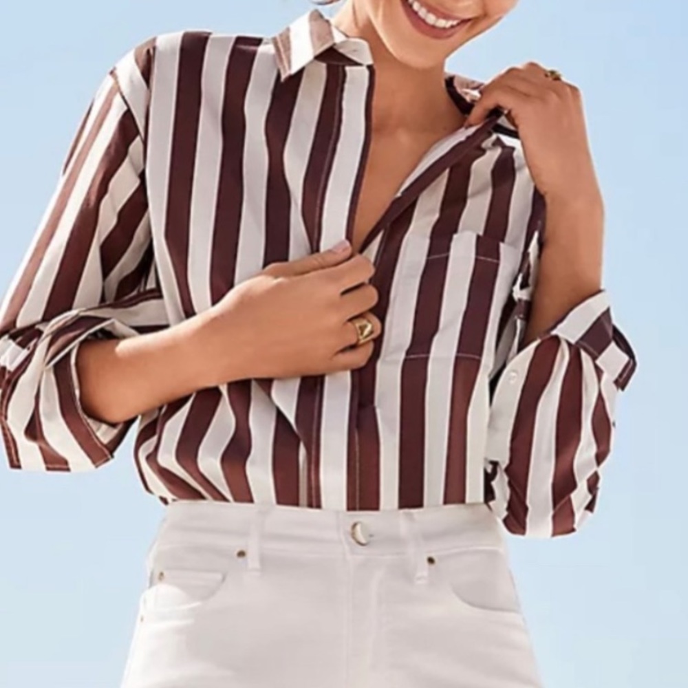 Ann Taylor striped button down shirt